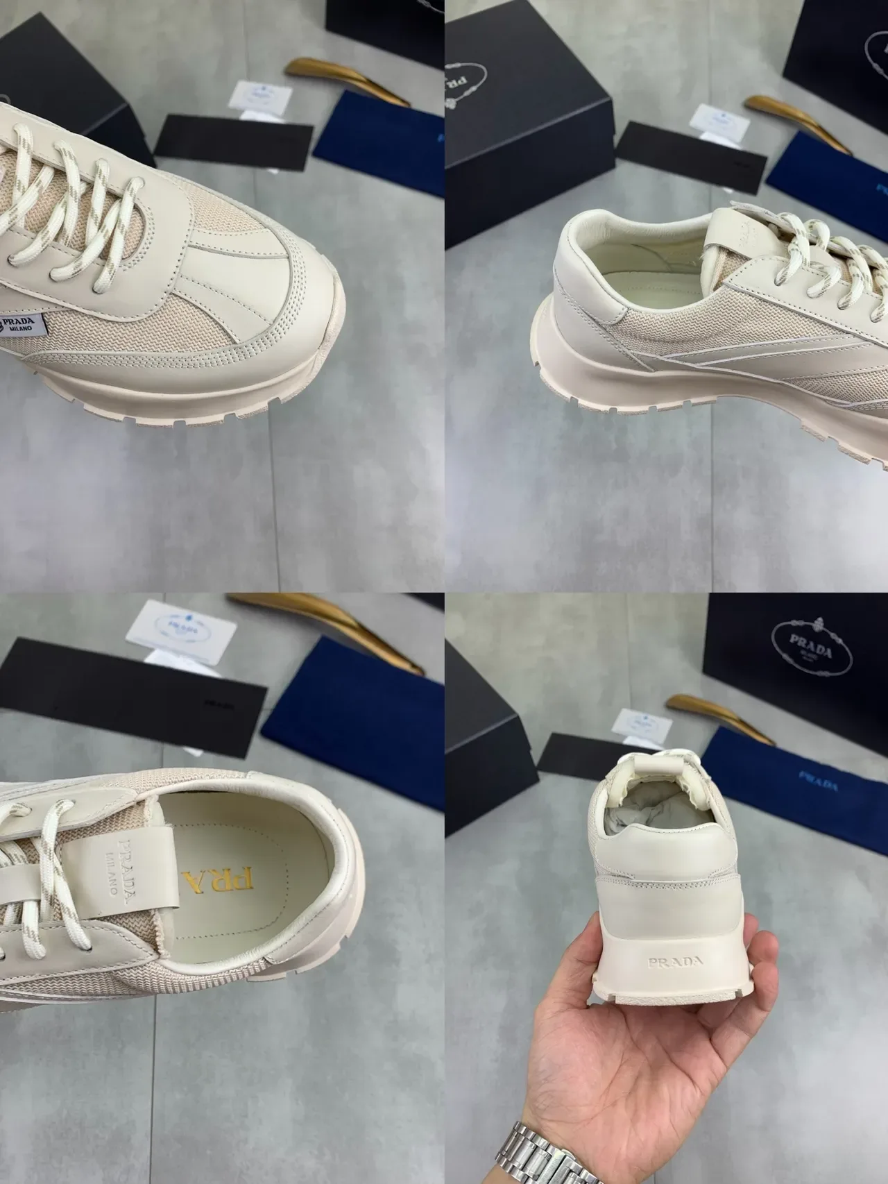 Prada Beige Low-Top Platform Sole Chunky Sneakers 2