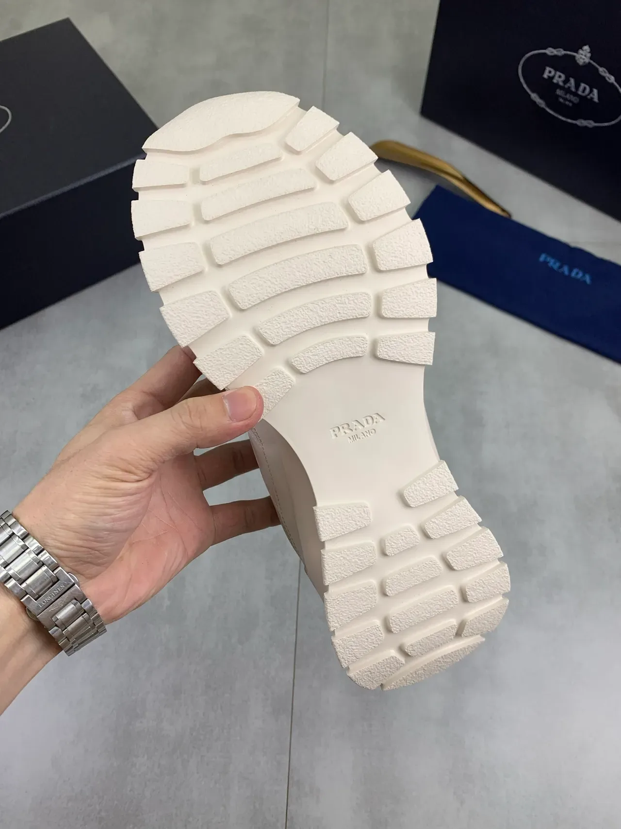 Prada Beige Low-Top Platform Sole Chunky Sneakers 3