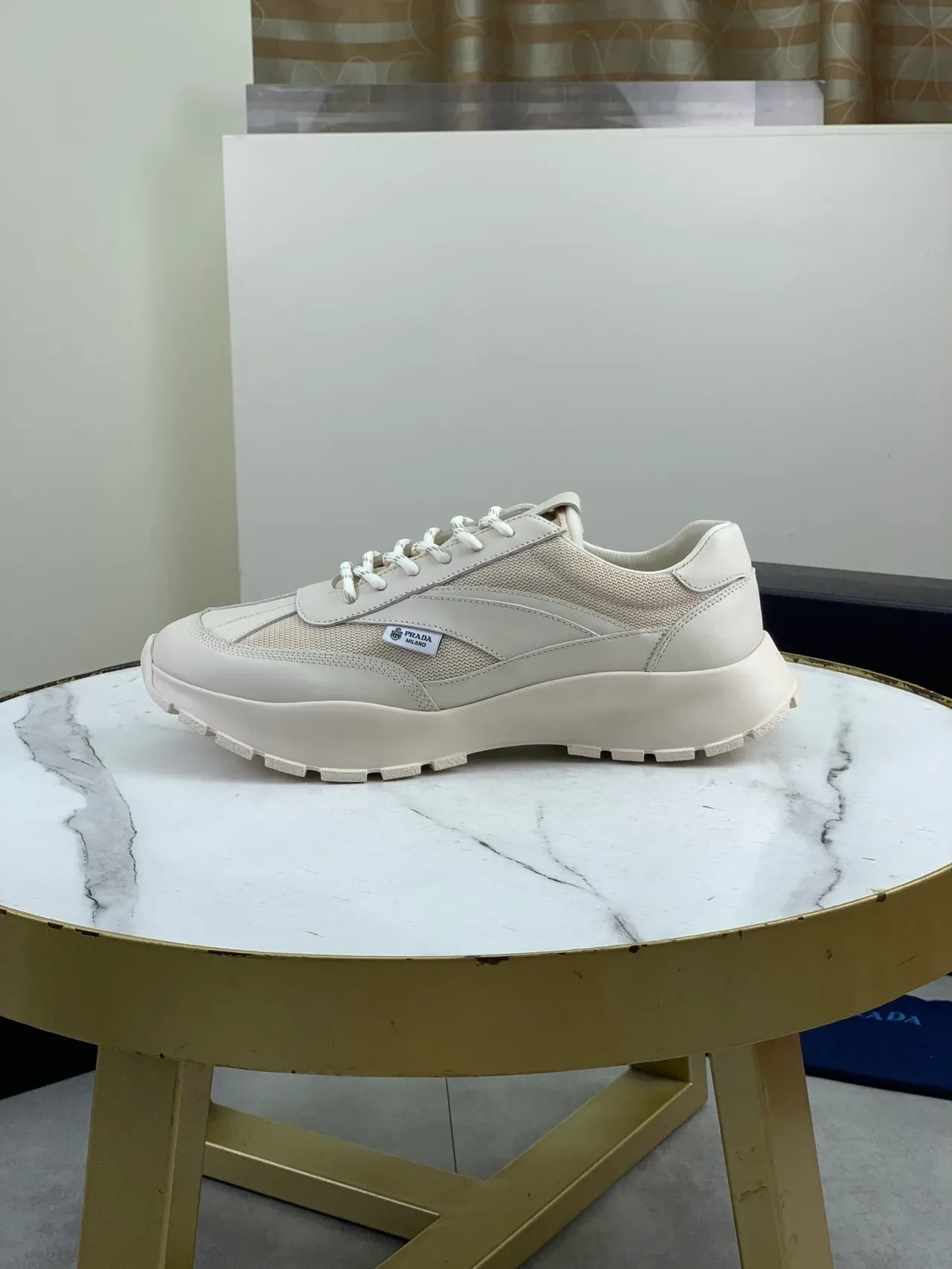 Prada Beige Low-Top Platform Sole Chunky Sneakers 5