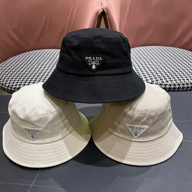 Prada Beige Structured Crown Stitched Brim Bucket Hat 6
