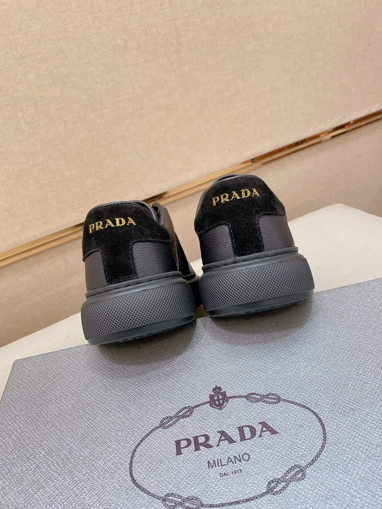 Prada Black Gray Low-Top Platform Sole Lifestyle Sneakers 4