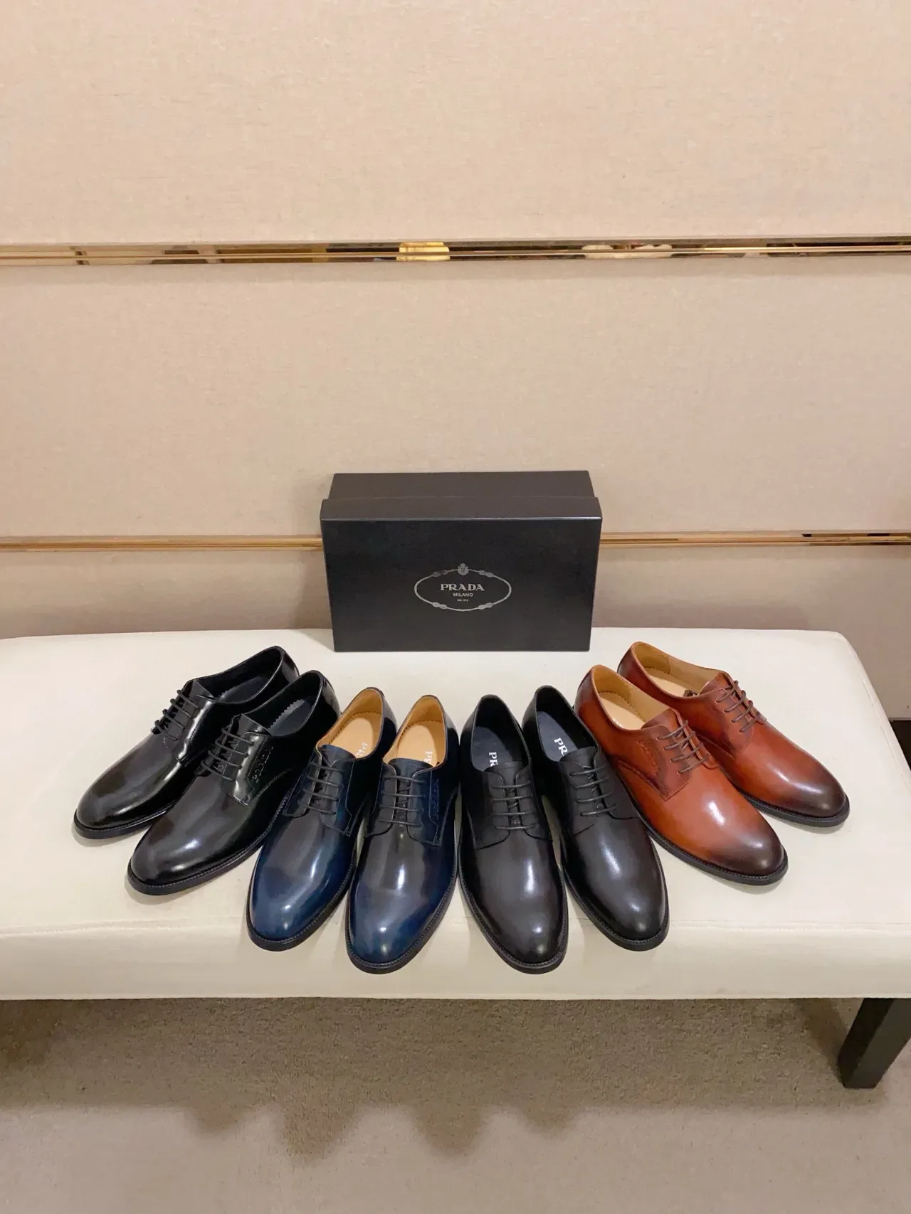 Prada Black Polished Leather Cap-Toe Oxford Shoes 2