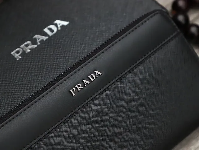 Prada Negro Saffiano Cuero Cuerpo Suave Solapa Superior Billetera Larga 3