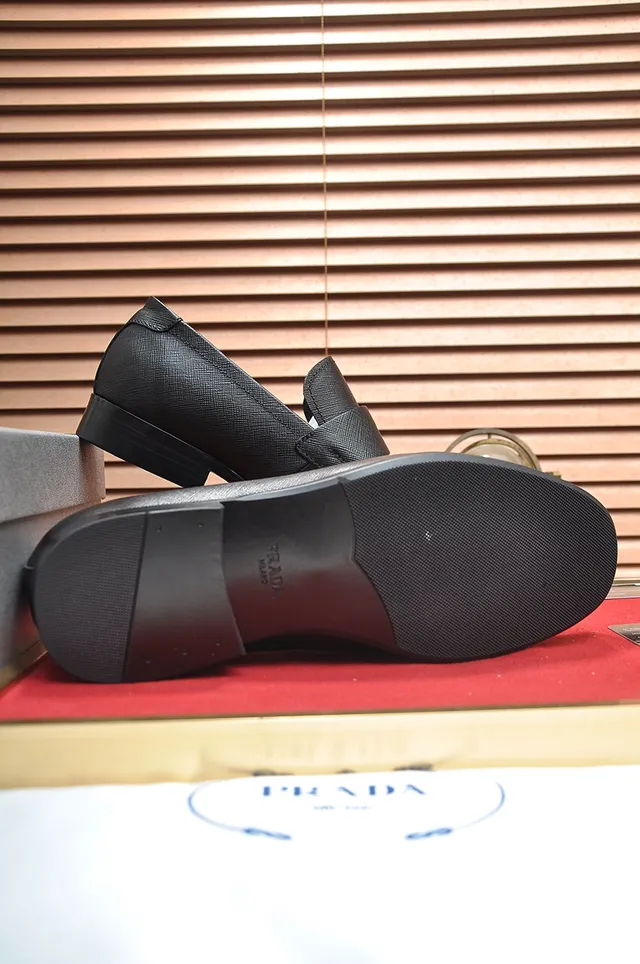 Prada Black Saffiano Penny Strap Loafers 3