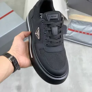 Prada Sneakers Lifestyle Semelle Plateforme Noir Argent Malla Et Synthétique