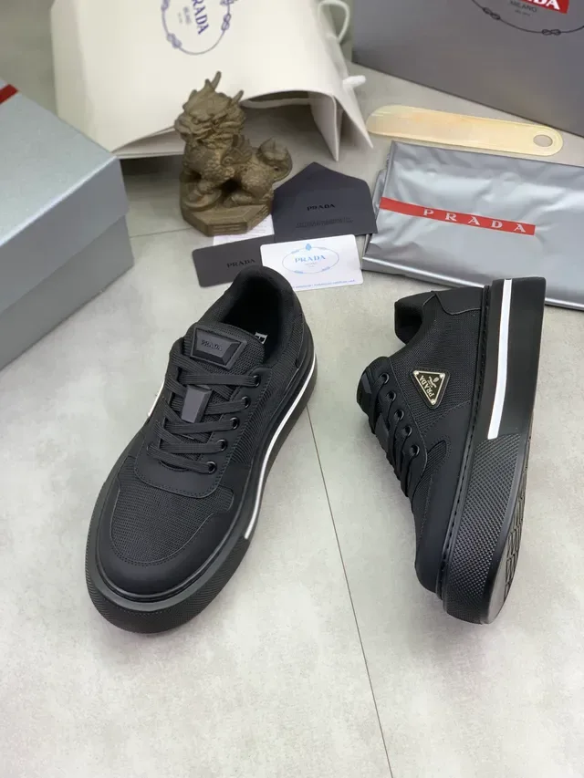 Prada Sneakers Lifestyle Semelle Plateforme Noir Argent Malla Et Synthétique 5