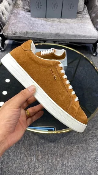 Prada Brown White Suede Upper Low-Top Silhouette Lifestyle Sneakers 6