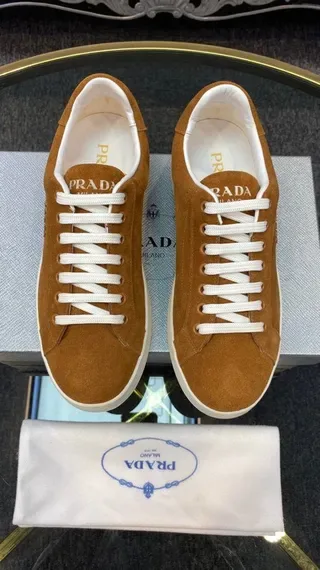 Prada Brown White Suede Upper Low-Top Silhouette Lifestyle Sneakers 7