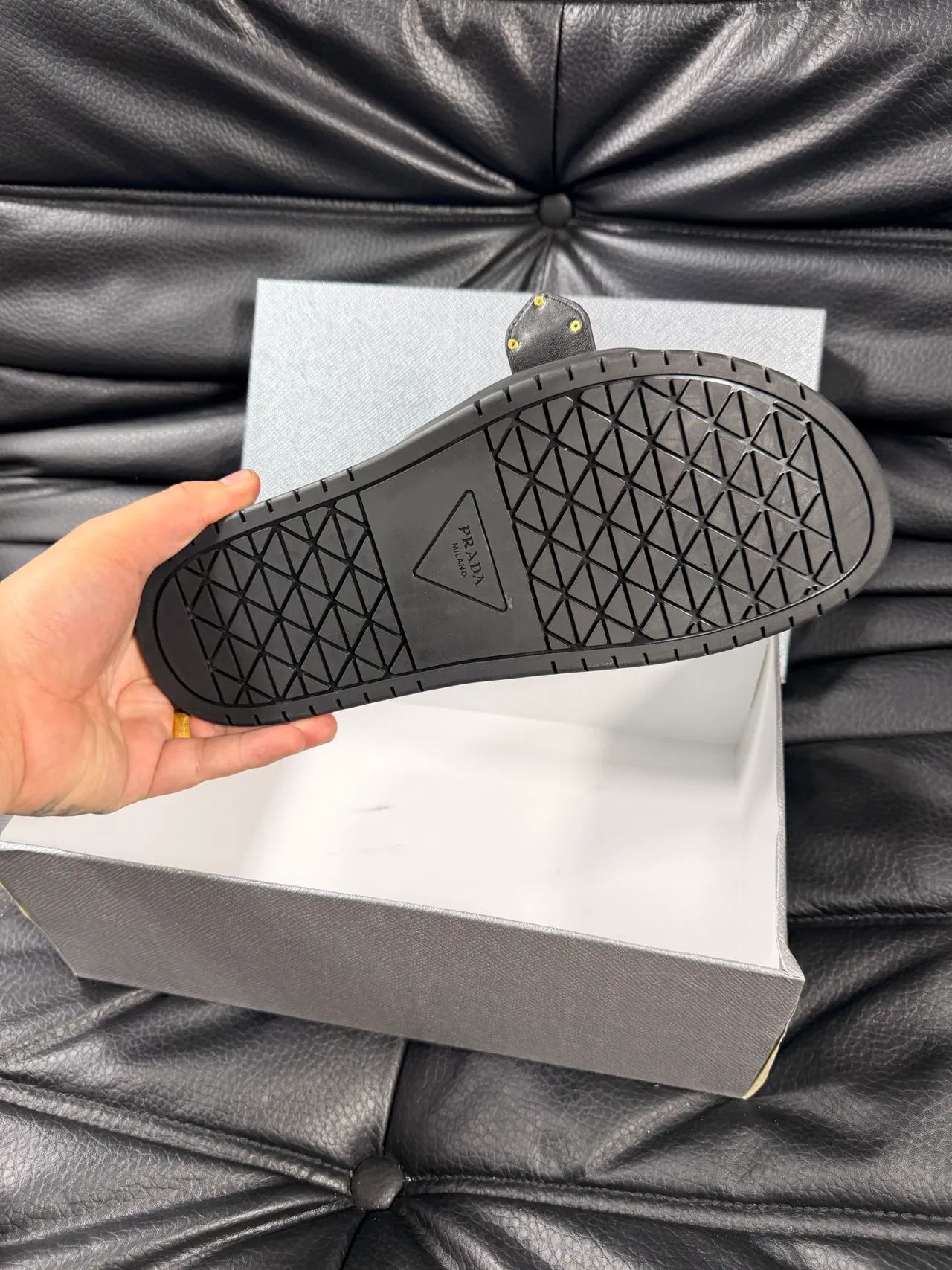 Prada Buckle Slide Black Patent Leather Slipper 2