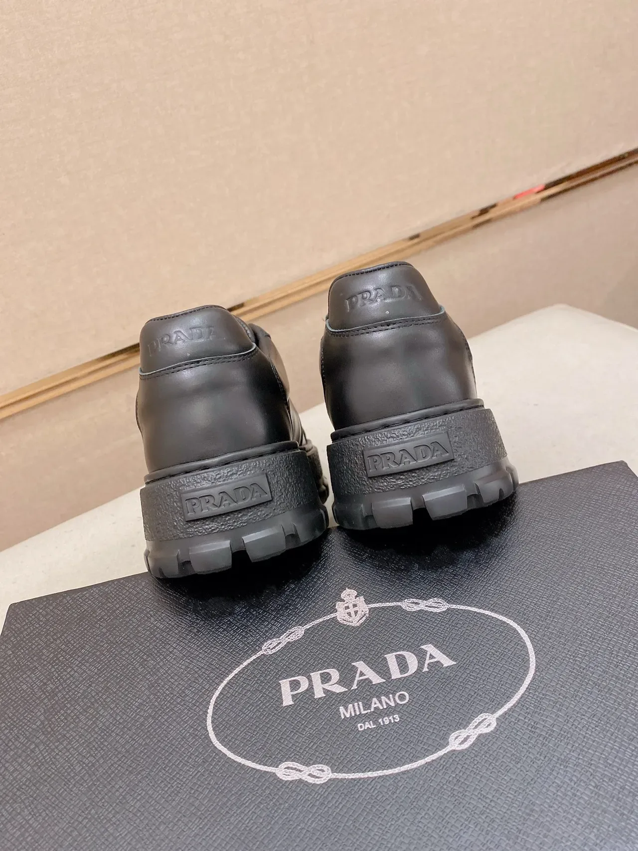 Prada Cloudbust Black Gold Leather Platform Sole Lifestyle Sneakers 4