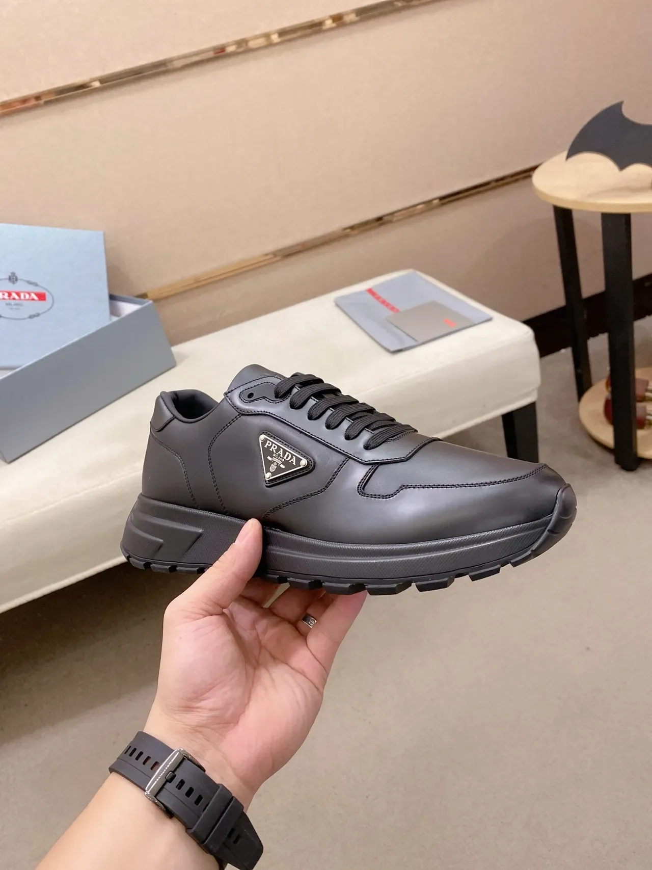 Prada Cloudbust Black Leather Lifestyle Sneakers 5