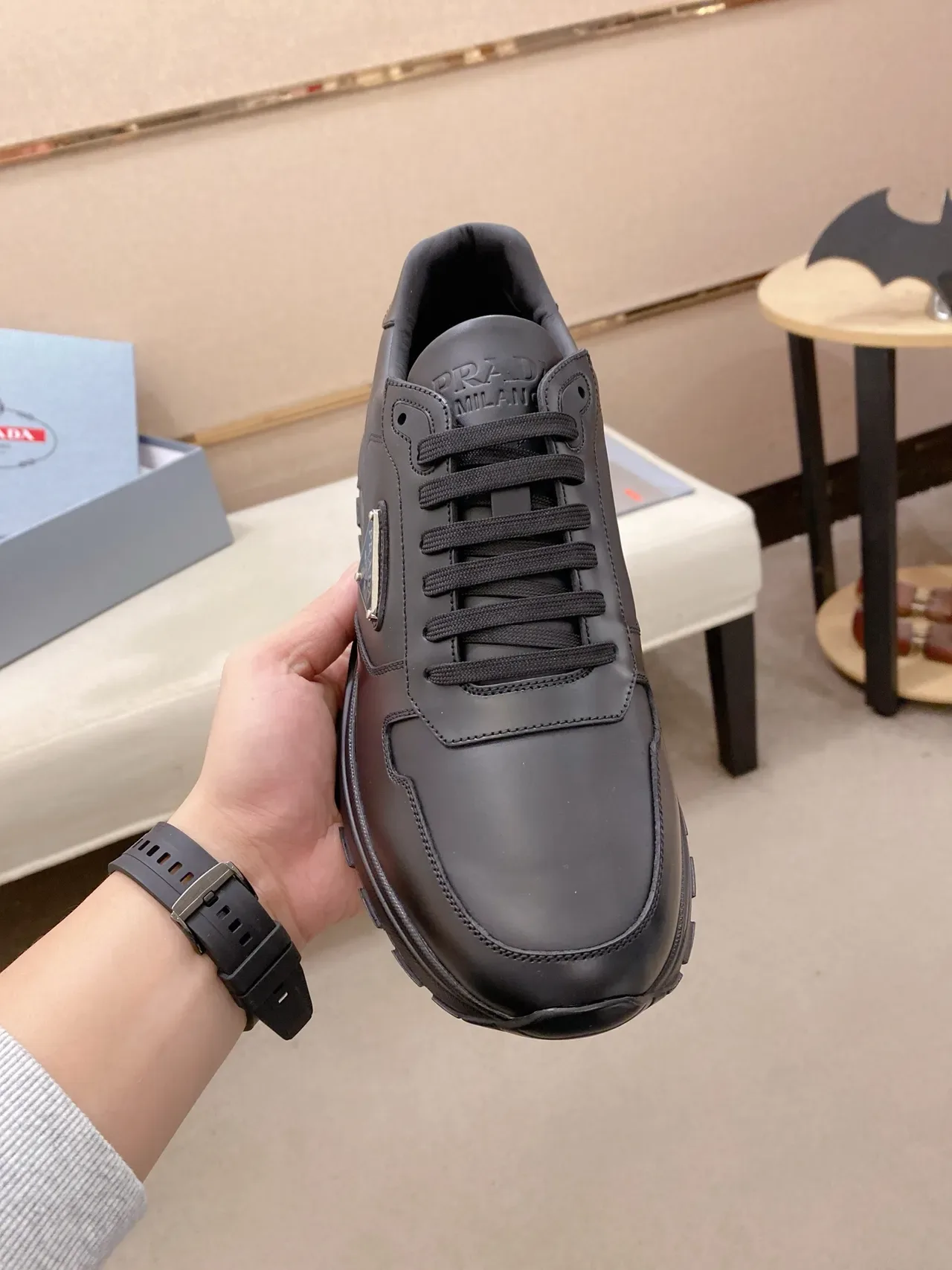 Prada Cloudbust Black Leather Lifestyle Sneakers 6