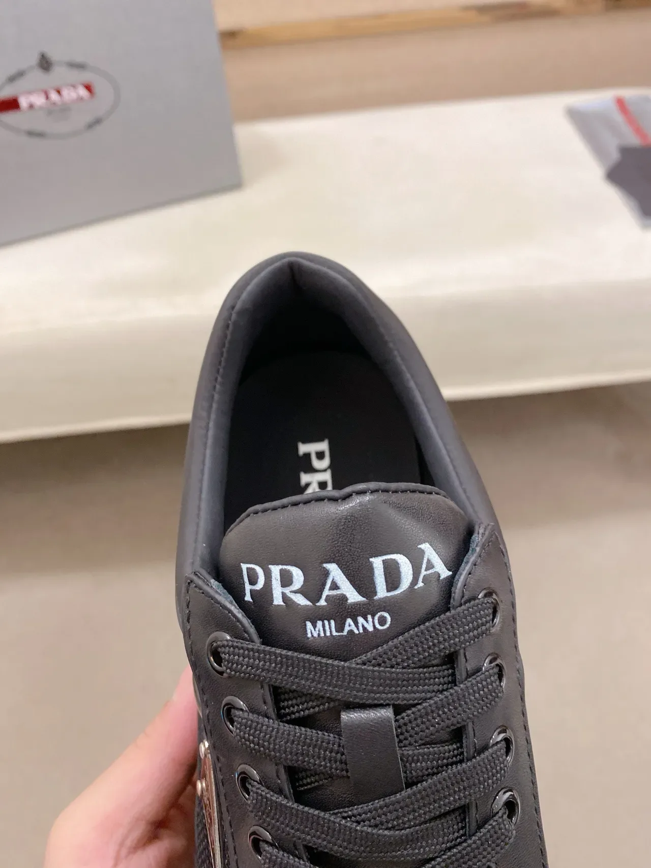 Prada Cloudbust Black Leather-Mesh Lifestyle Sneakers 6