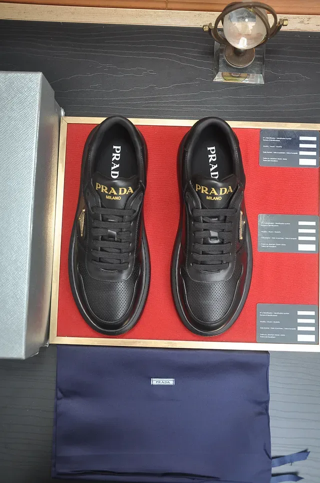 Prada Cloudbust Black Perforated Leather Lifestyle Sneakers 3