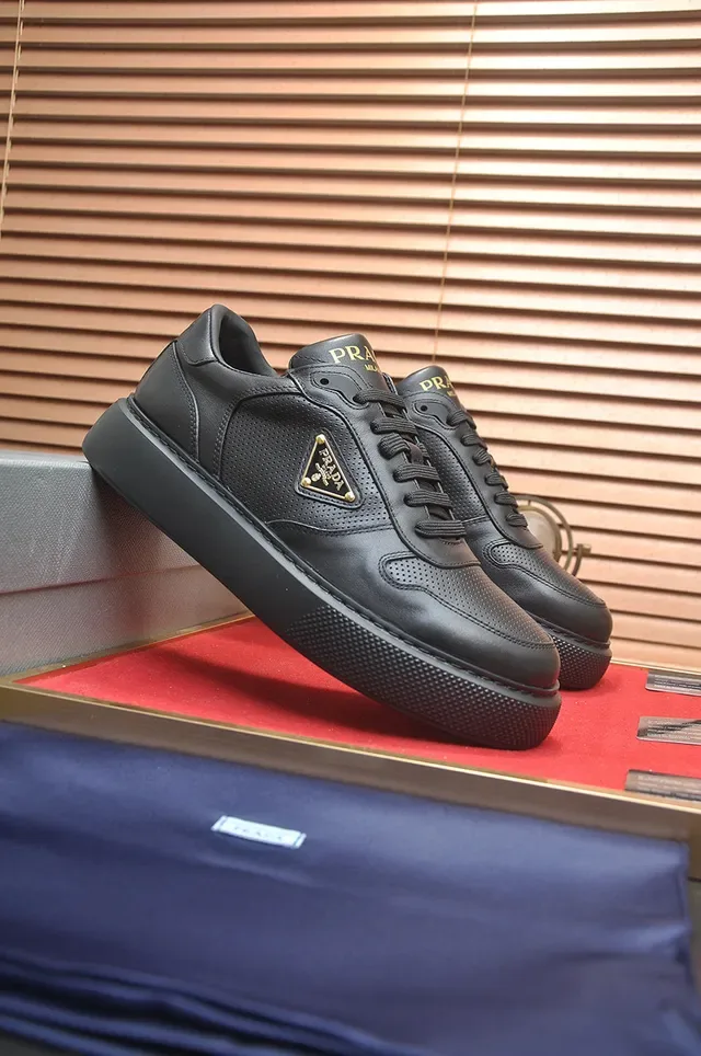 Prada Cloudbust Black Perforated Leather Lifestyle Sneakers 4