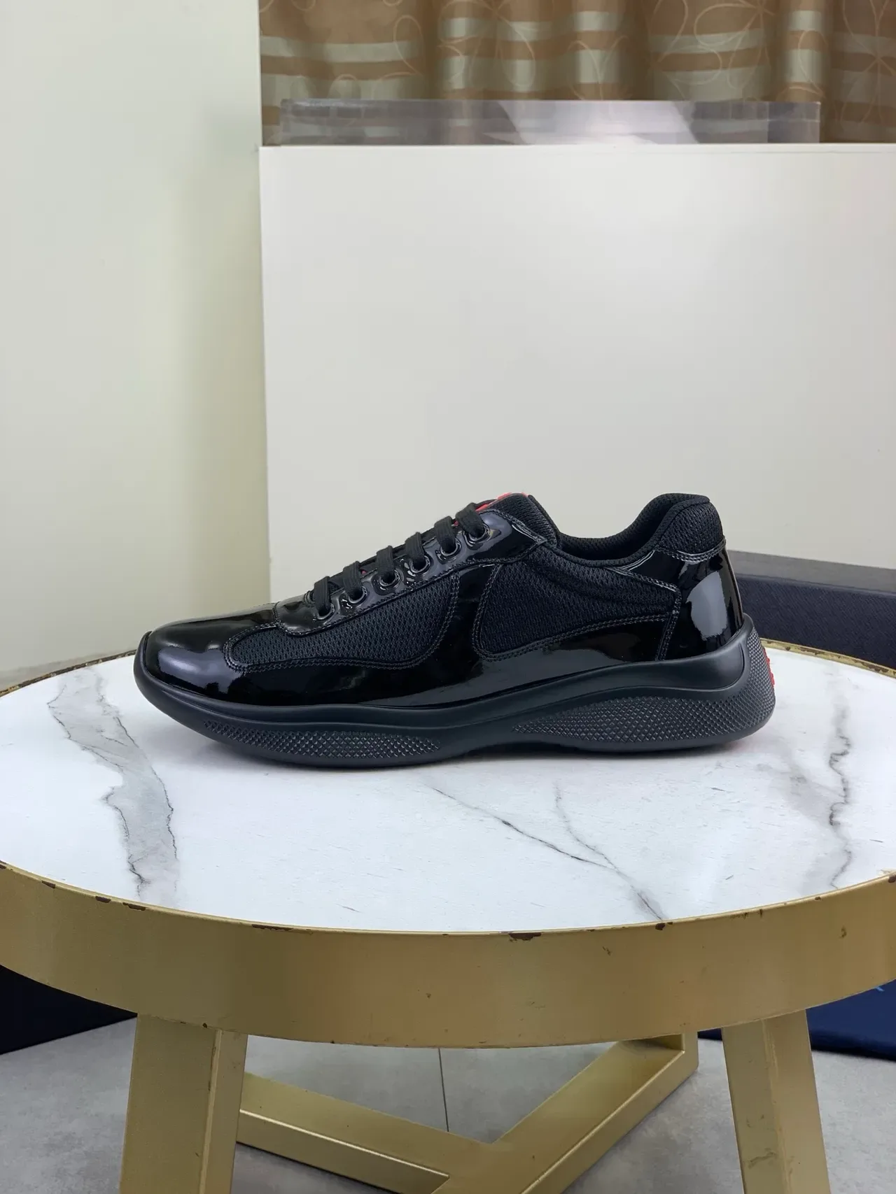 Prada Cloudbust Black Red Glossy Patent Leather Mesh Paneling Lifestyle Sneakers 5