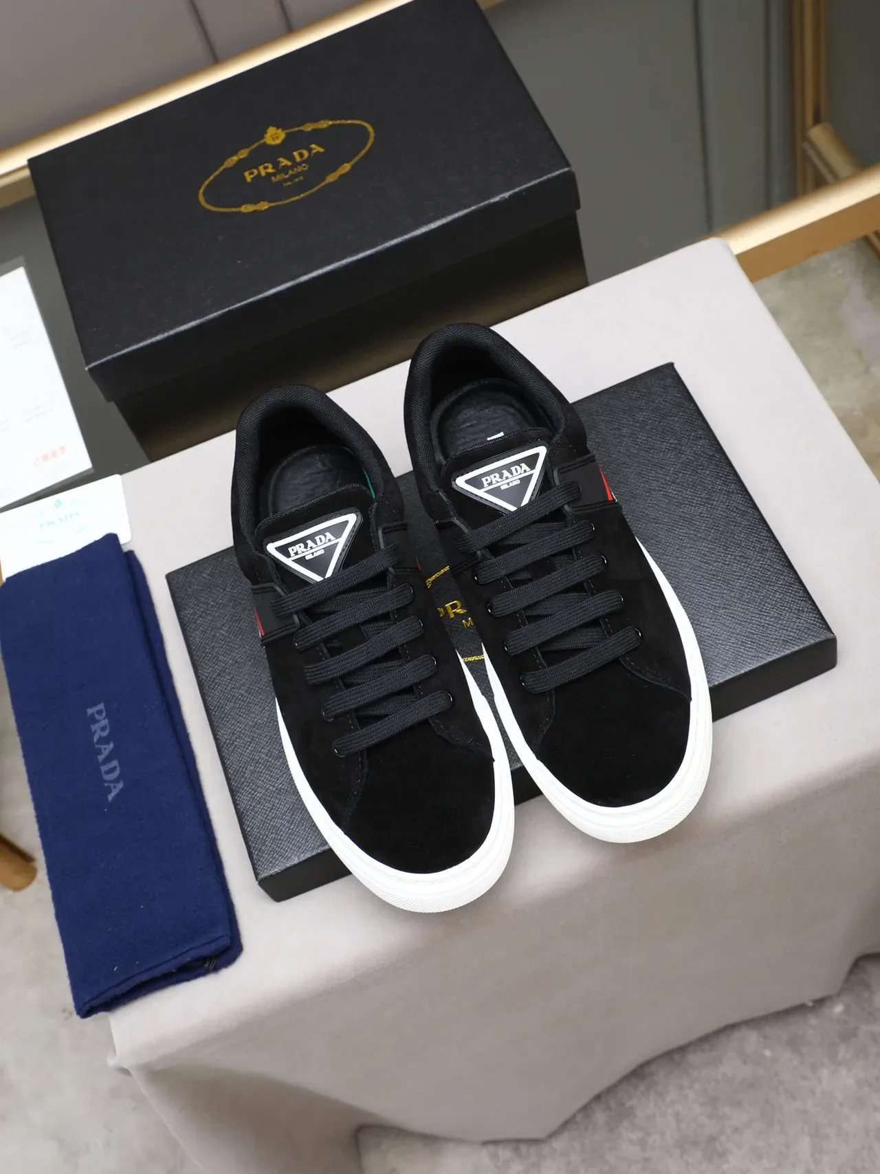 Prada Cloudbust Black Suede and White Rubber Lifestyle Sneaker 2
