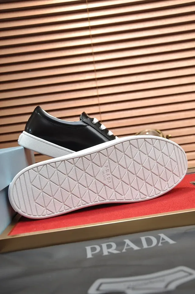 Prada Cloudbust Black White Smooth Leather Laces Lifestyle Sneakers 3