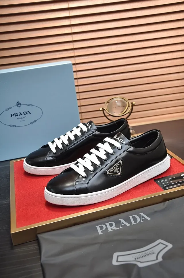Prada Cloudbust Black White Smooth Leather Laces Lifestyle Sneakers 4