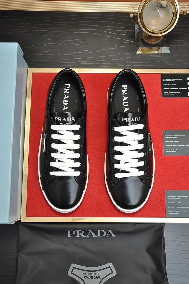 Prada Cloudbust Black White Smooth Leather Laces Lifestyle Sneakers 5