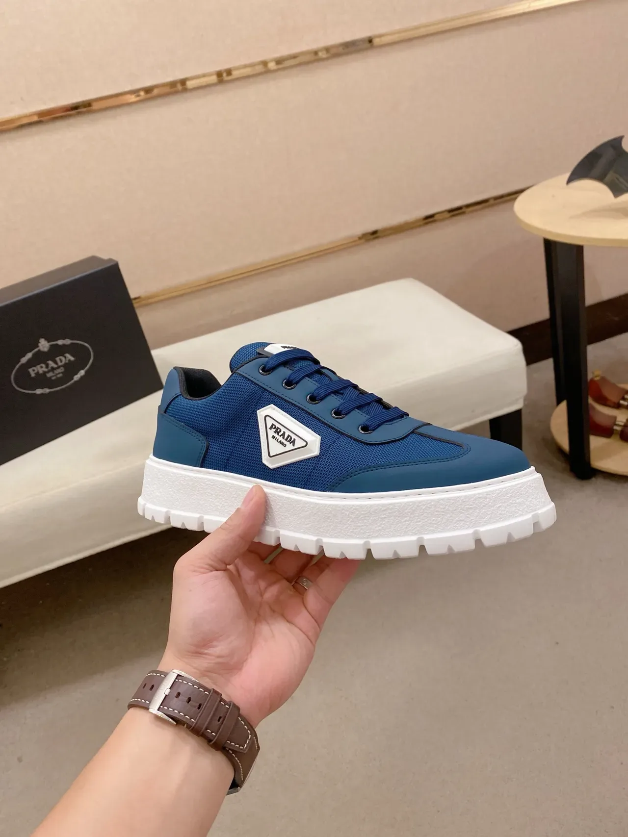 Prada Cloudbust Blue Platform Lifestyle Sneakers 4