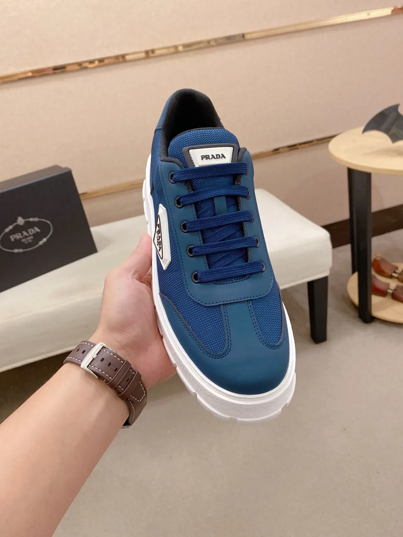 Prada Cloudbust Blue Platform Lifestyle Sneakers 5