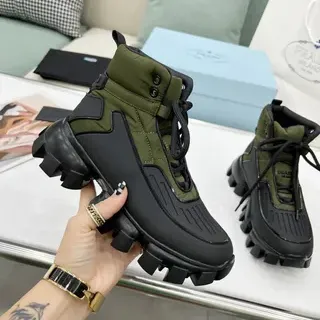 Prada Cloudbust Boot Army Green and Black Ankle Boots