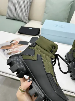 Prada Cloudbust Boot Army Green and Black Ankle Boots 2