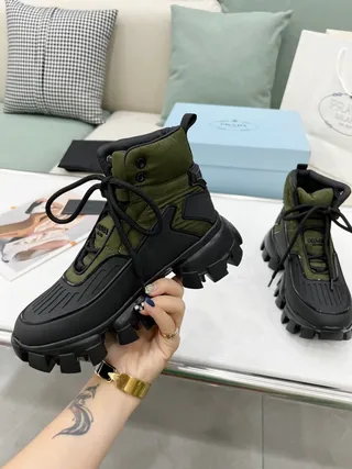 Prada Cloudbust Boot Army Green and Black Ankle Boots 3