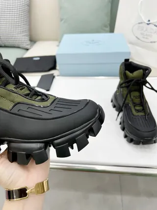 Prada Cloudbust Boot Army Green and Black Ankle Boots 5