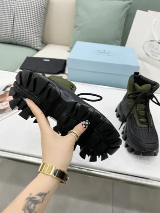Prada Cloudbust Boot Army Green and Black Ankle Boots 6