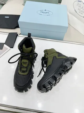 Prada Cloudbust Boot Army Green and Black Ankle Boots 9