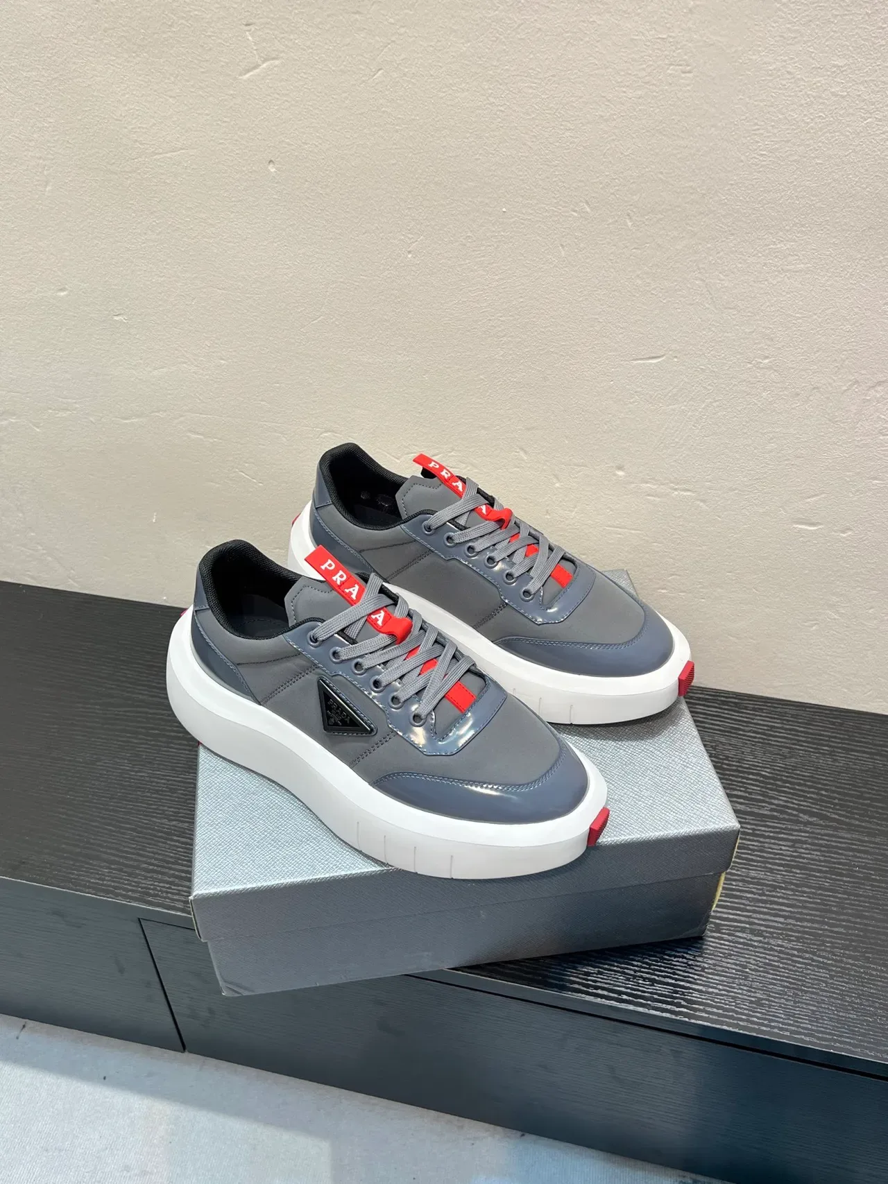 Prada Cloudbust Gray and Red Lifestyle Sneakers 5