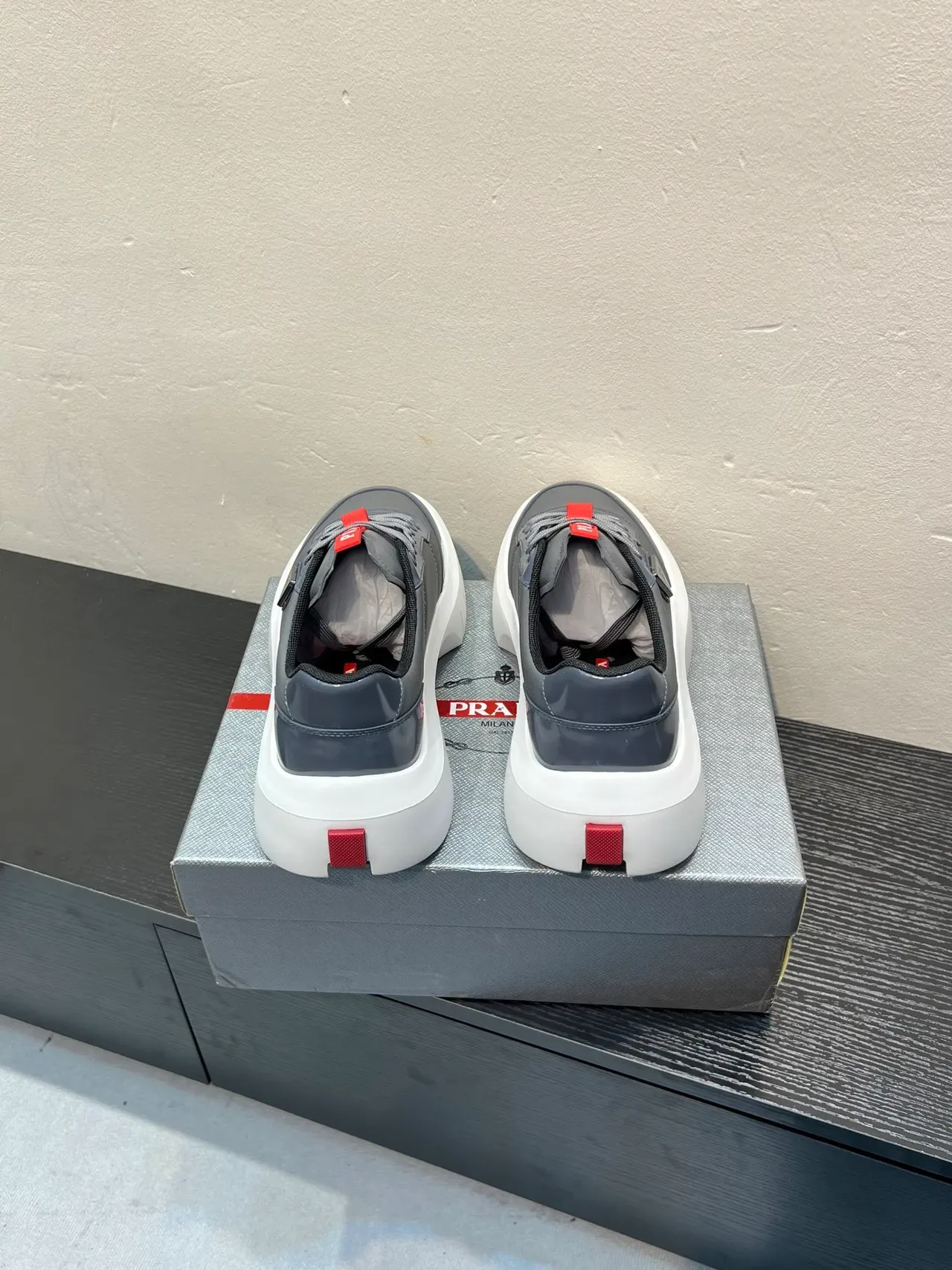 Prada Cloudbust Gray and Red Lifestyle Sneakers 6