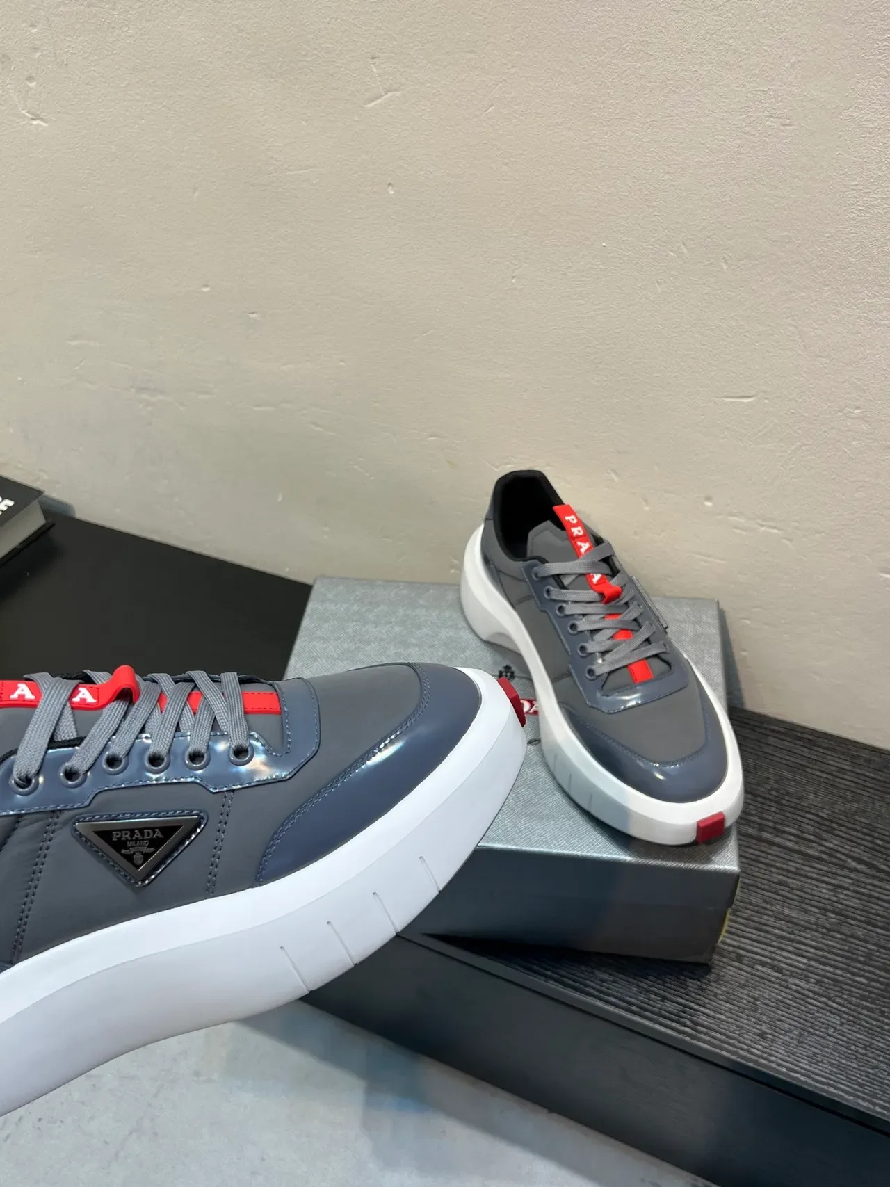 Prada Cloudbust Gray and Red Lifestyle Sneakers 8