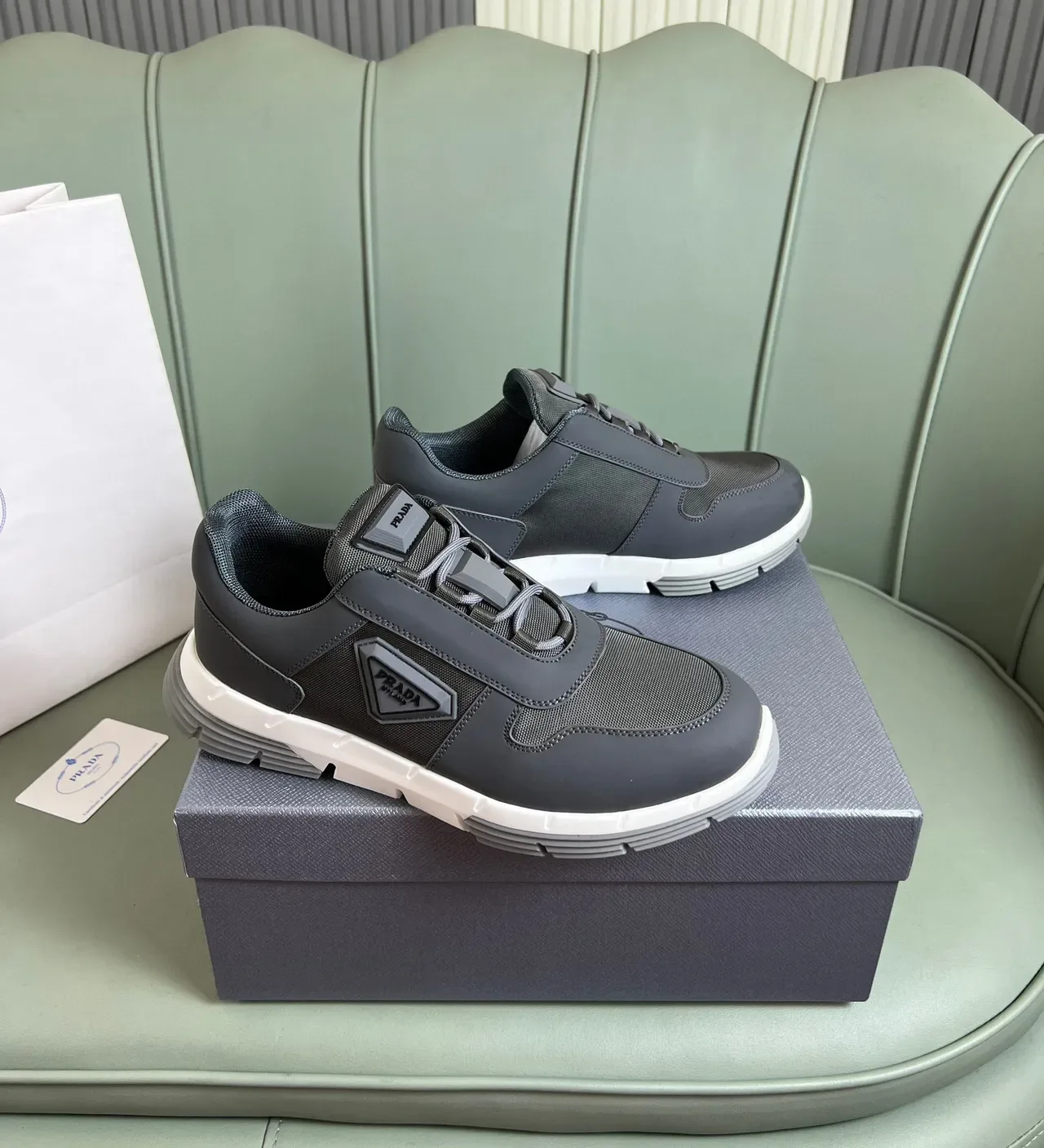 Prada Cloudbust Gray and White Lifestyle Sneakers 7