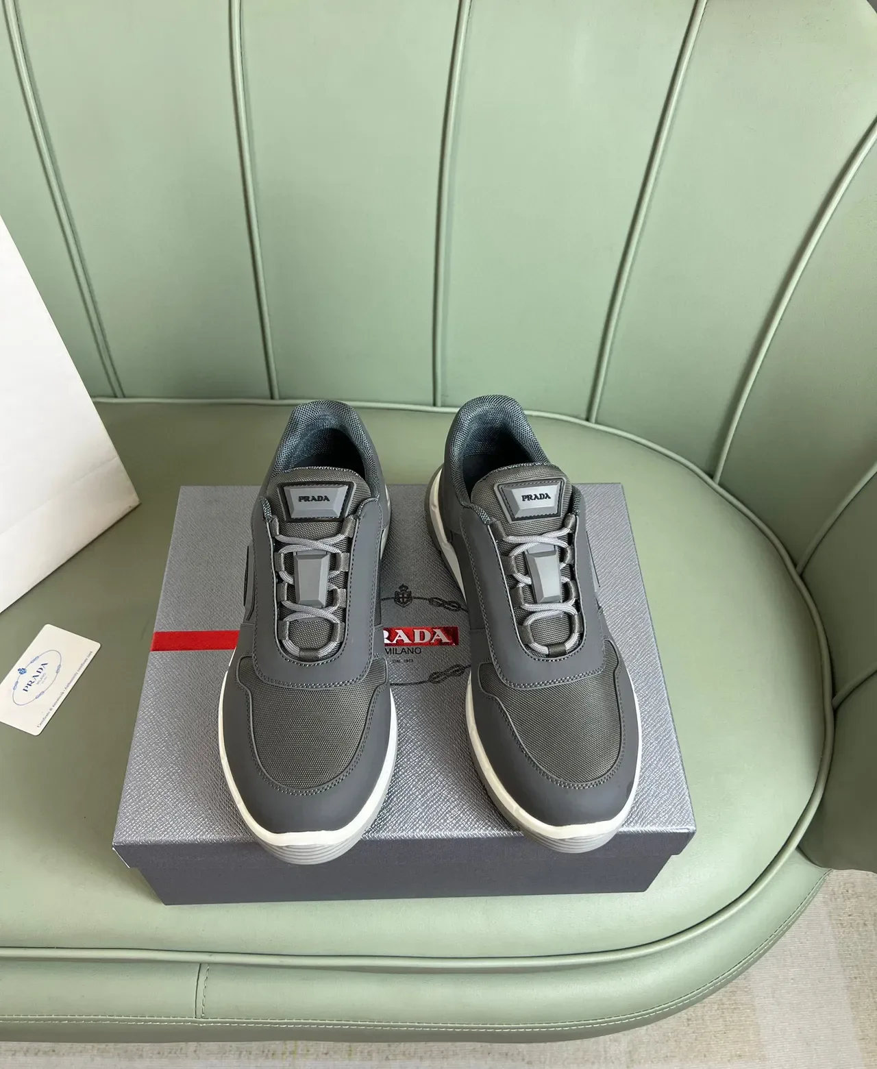 Prada Cloudbust Gray and White Lifestyle Sneakers 9
