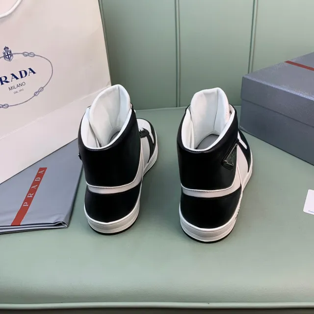 Prada Cloudbust High Black and White Leather Lifestyle Sneakers 6