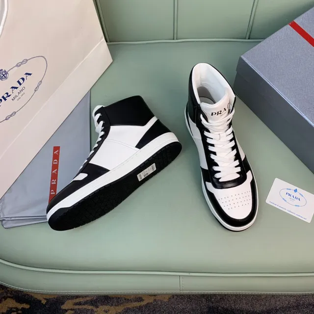 Prada Cloudbust High Black and White Leather Lifestyle Sneakers 7