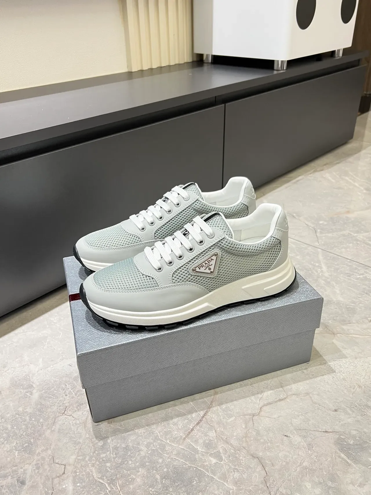 Prada Cloudbust Light Gray Mesh and Synthetic Lifestyle Sneakers 5