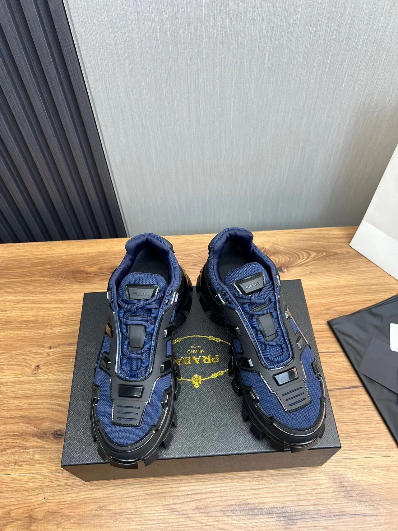 Prada Cloudbust Navy Blue and Black Chunky Sneakers 2