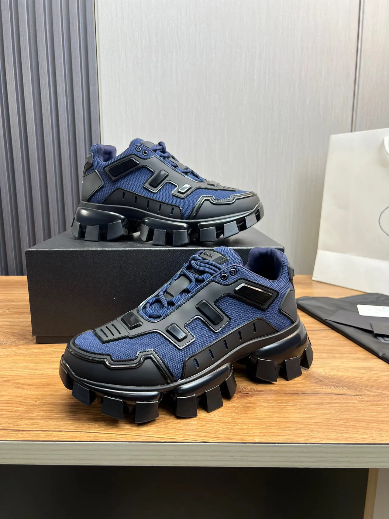Prada Cloudbust Navy Blue and Black Chunky Sneakers 4