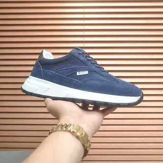 برادا Cloudbust أحذية رياضية Navy White سويدي وشبكي علوي مصممة كعب وسط أسلوب حياة