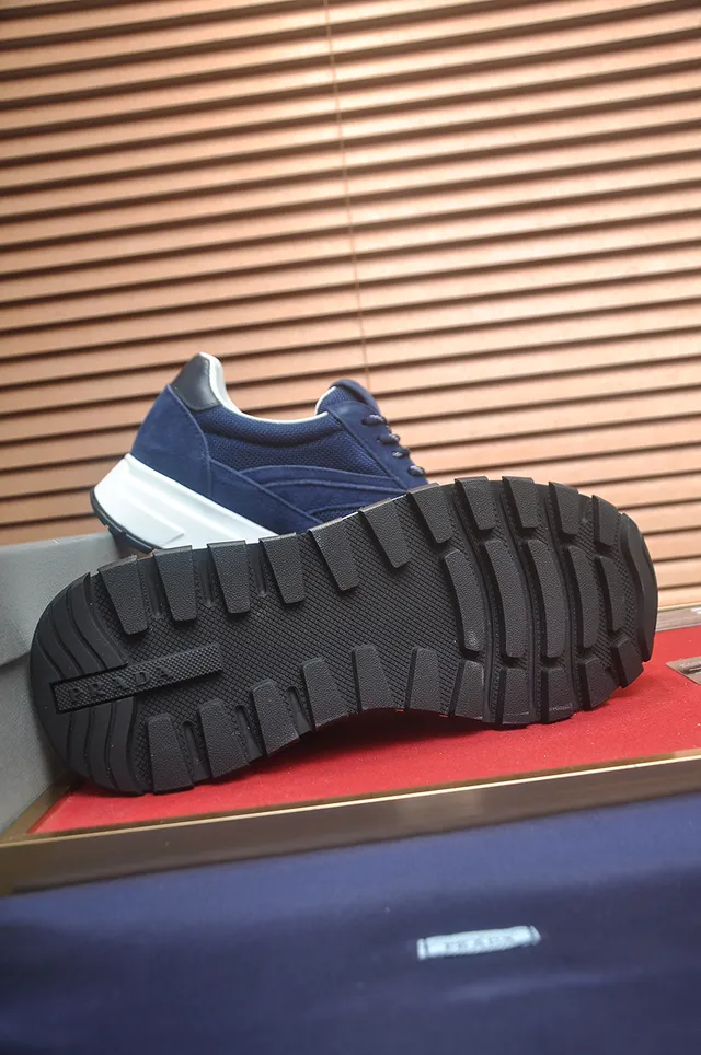 Prada Cloudbust Navy White Suede And Mesh Upper Sculpted Midsole Lifestyle Sneakers 2