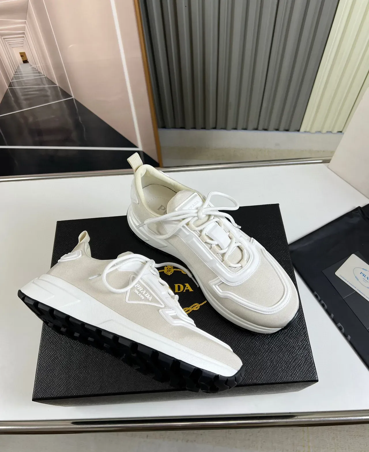 Prada Cloudbust Off-White Textile Lifestyle Sneakers 5