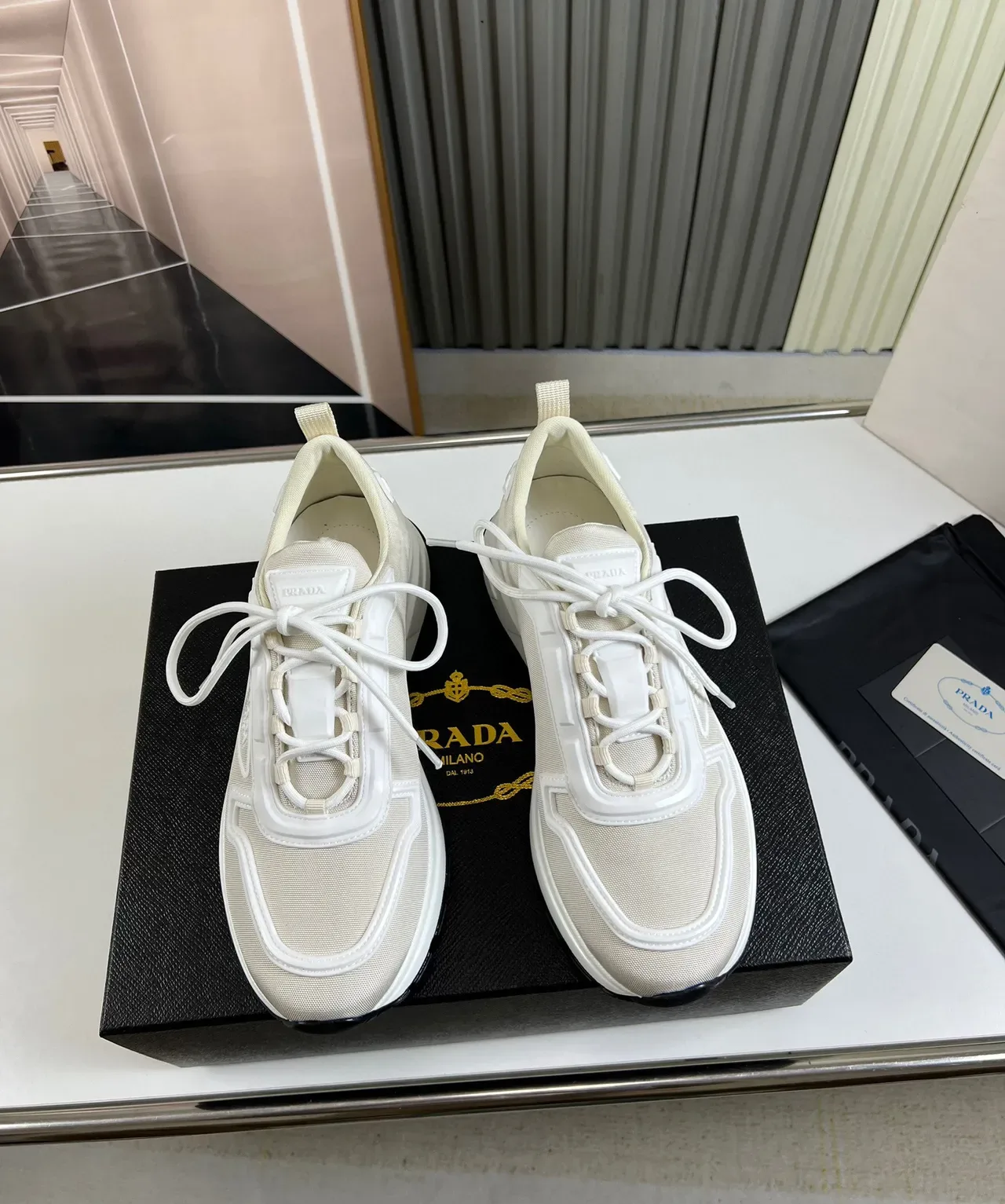 Prada Cloudbust Off-White Textile Lifestyle Sneakers 9