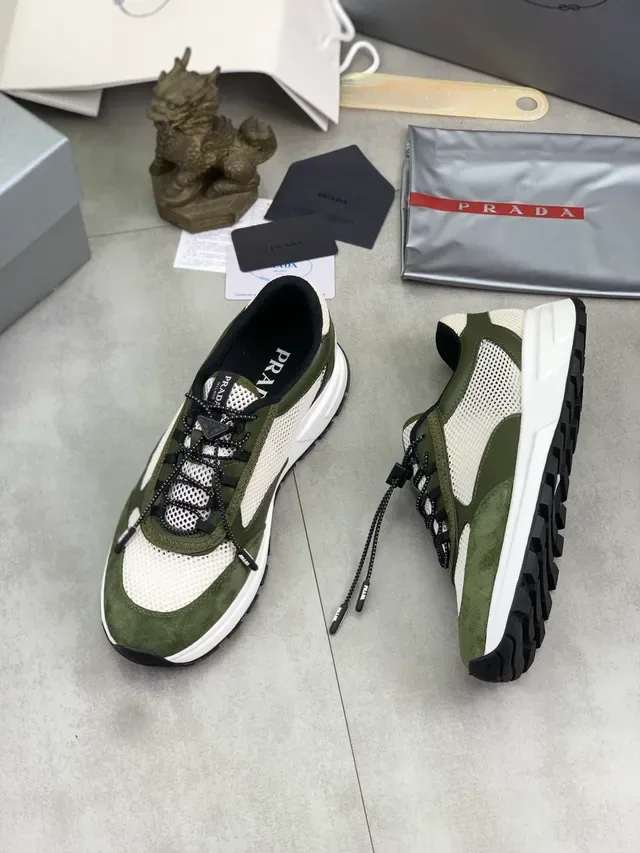Prada Cloudbust Olive Green and White Lifestyle Sneakers 5