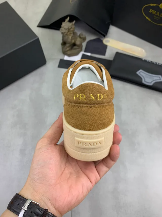 Prada Cloudbust Tan Suede Platform Lifestyle Sneakers 3
