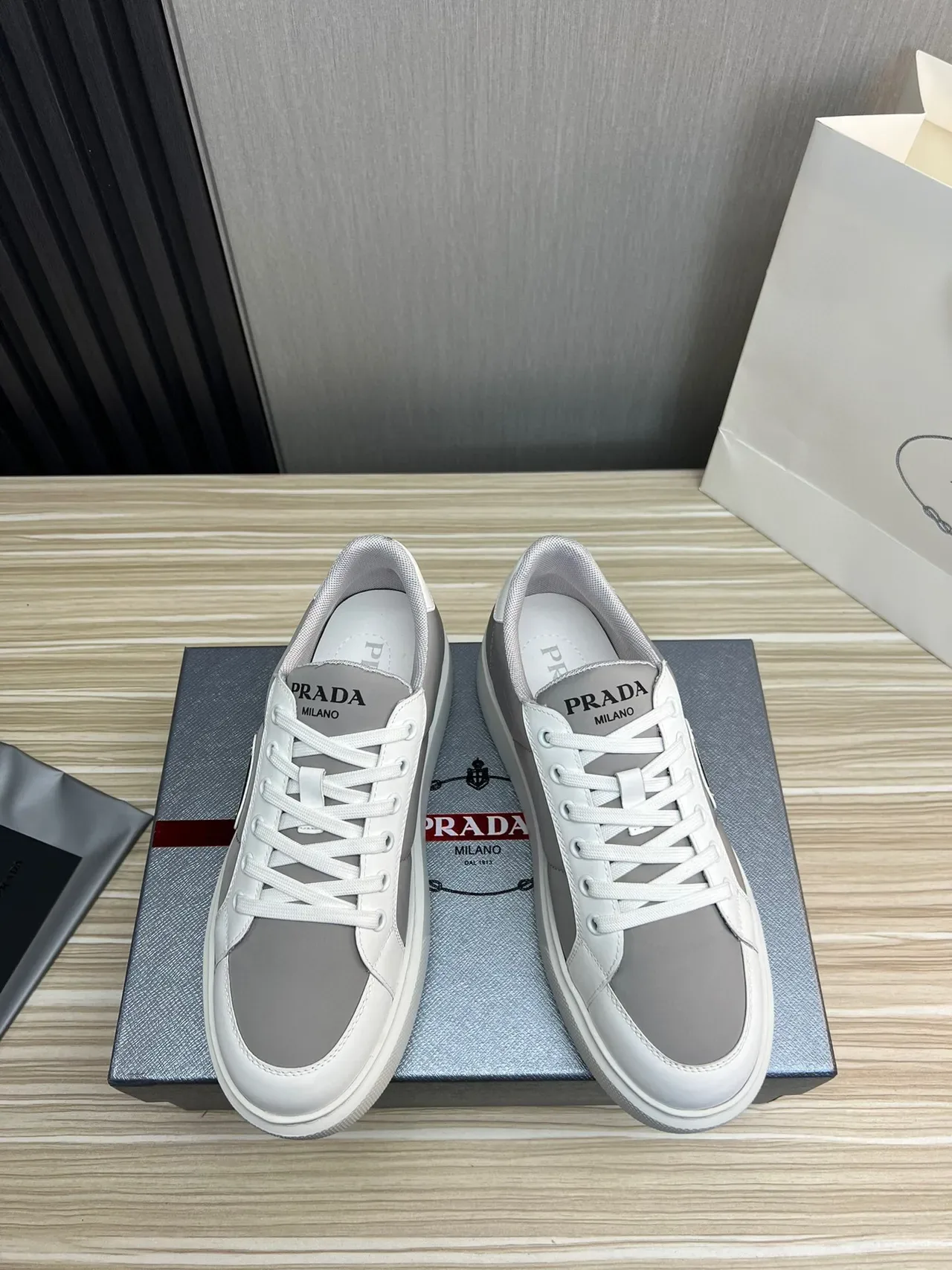 Prada Cloudbust Two-Tone Gray and White Lifestyle Sneakers 2