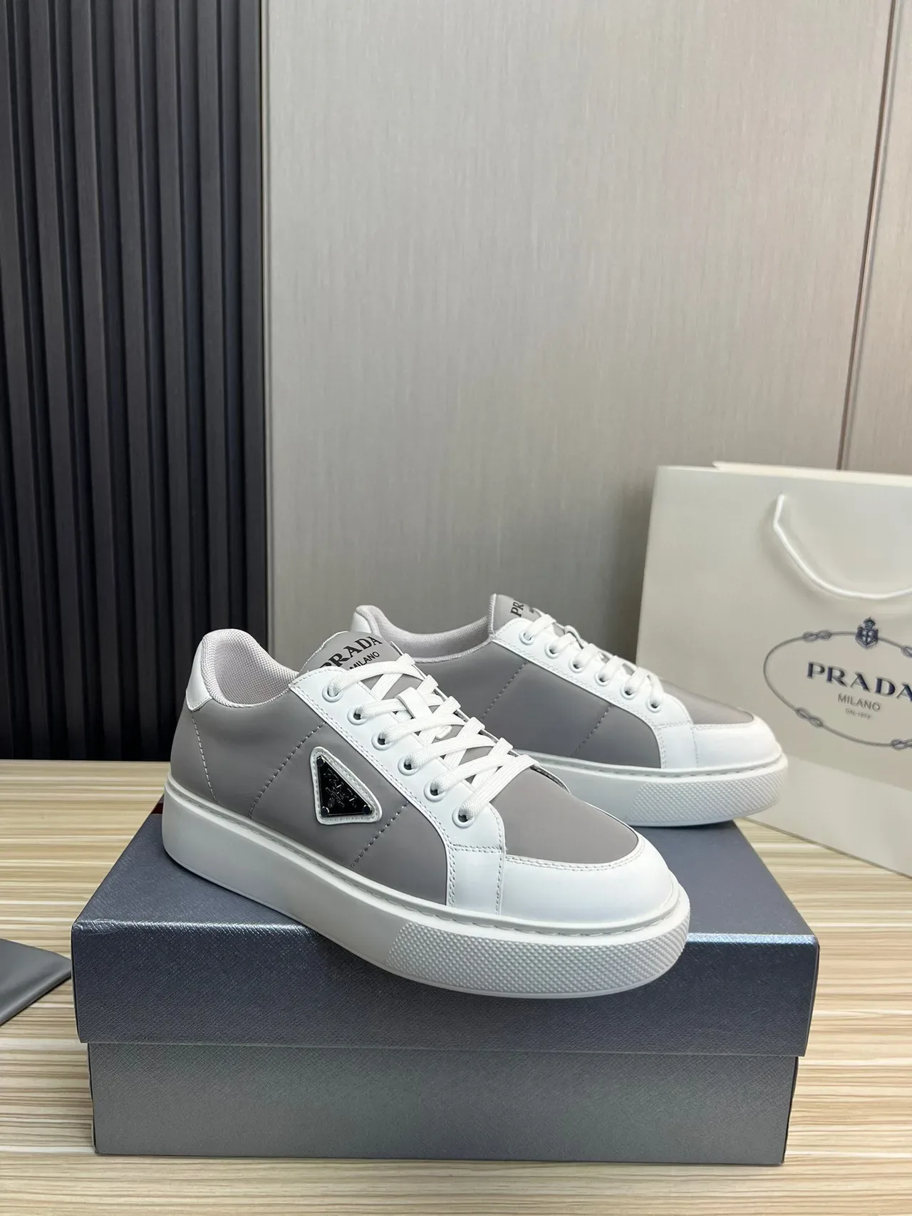 Prada Cloudbust Two-Tone Gray and White Lifestyle Sneakers 3